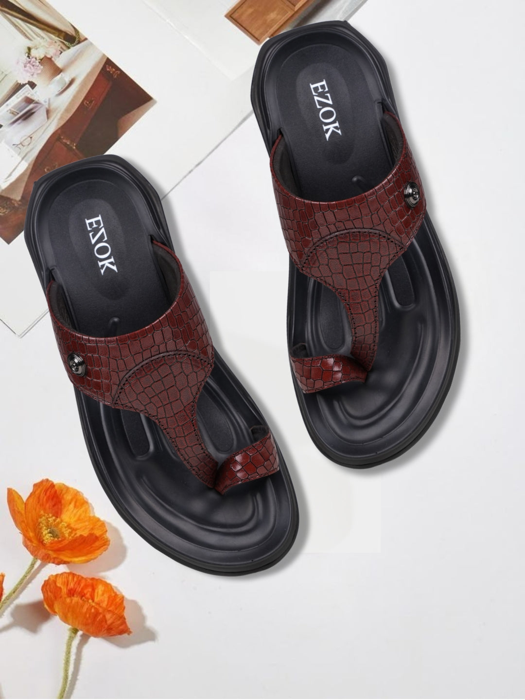 Ezok Men's Genuine Leather Sandals Comfortable, Stylish, and Durable Footwear for Summer